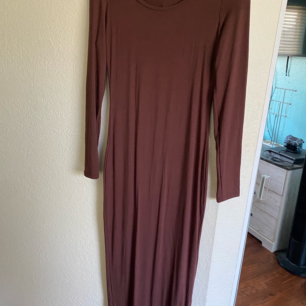 brown long shein dress